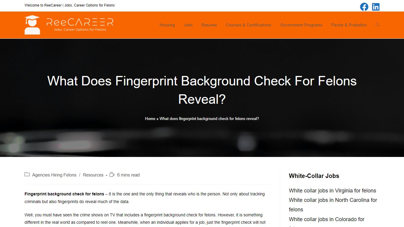 What does fingerprint background check for felons reveal?